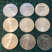 lotto 9 monete argento 1000 lire concordia gr 131,