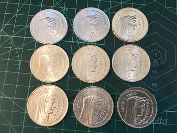 lotto 9 monete argento 1000 lire concordia gr 131,