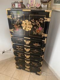 Settimino Chinoiserie laccato nero  porta gioie