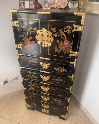 Settimino Chinoiserie laccato nero  porta gioie