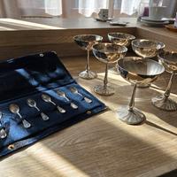 Set 6 cucchiaini argento 6 calici argentati