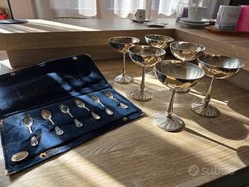 Set 6 cucchiaini argento 6 calici argentati