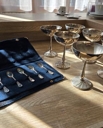 Set 6 cucchiaini argento 6 calici argentati