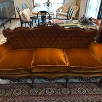 Salotto vintage 3+2 posti velluto ocra stile Luigi