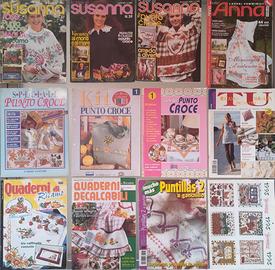 Stock 12 riviste punto croce, ricamo, uncinetto