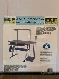 Scrivania porta pc su ruote con portastampante