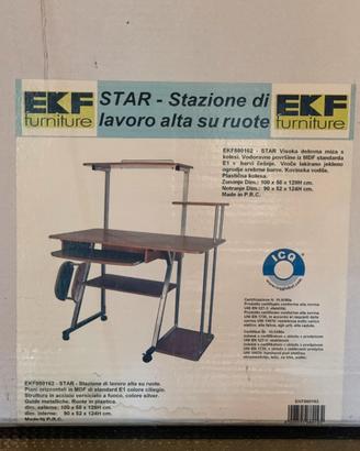 Scrivania porta pc su ruote con portastampante