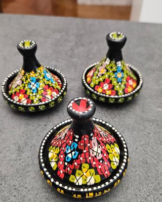 Tris di Mini Tajine Portaspezie in Ceramica