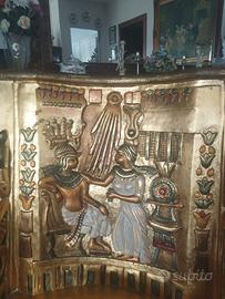 Coppia di sedie intarsiate stile egizio