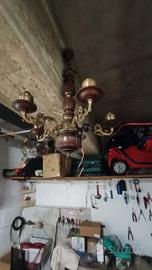 lampadario legno e ottone come in foto