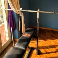 Panca + 34kg pesi + Bilanciere + Manubri