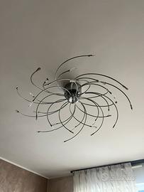 Coppia lampadari in acciaio e cristallo