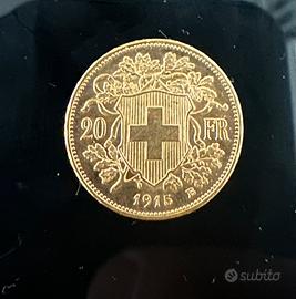 Marengo 20 franchi svizzeri del 1915 moneta d’oro