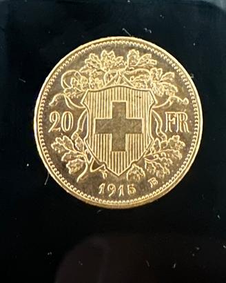 Marengo 20 franchi svizzeri del 1915 moneta d’oro
