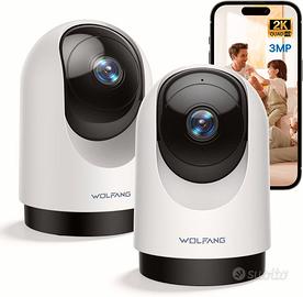 WOLFANG - Kit 2 Telecamere di Sicurezza WiFi, WS03