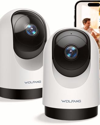 WOLFANG - Kit 2 Telecamere di Sicurezza WiFi, WS03