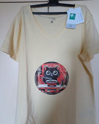 T-shirt gatto che mangia il ramen
