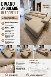 Divano Angolare Beige in Similpelle 