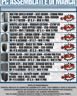 PC DESKTOP ASSEMBLATI E DI MARCA