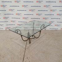 Tavolino in ferro battuto con vetro