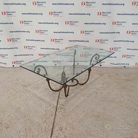 Tavolino in ferro battuto con vetro