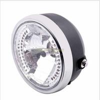 Faro Centrale Fanale Nero 7" Cafè Racer Frecce Led