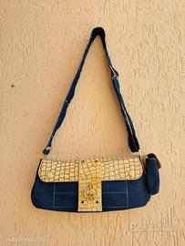 Borsa y2k denim e stampa coccodrillo gialla 