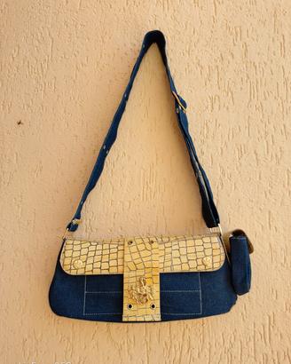 Borsa y2k denim e stampa coccodrillo gialla 