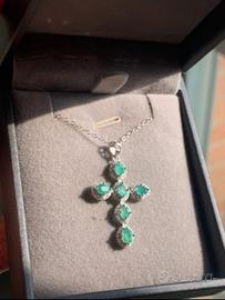 croce in Argento con Smeraldi