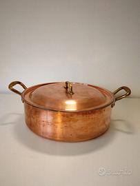 Pentola casseruola con coperchio in rame Ruffoni