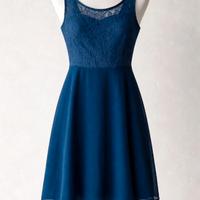 Abito smanicato con pizzo per donna, tg S, blu