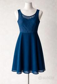 Abito smanicato con pizzo per donna, tg S, blu