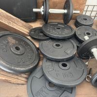Set pesi palestra bilancieri 5, 10 kg e panca