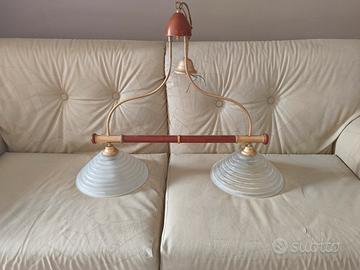 Lampadario classico a due luci in vetro