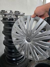 4 cerchi + 4 copricerchi originali vw polo