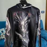 Felpa con cappuccio con stampa drago taglia M