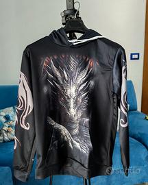 Felpa con cappuccio con stampa drago taglia M