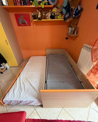 letto singolo + letto estraibile con reti