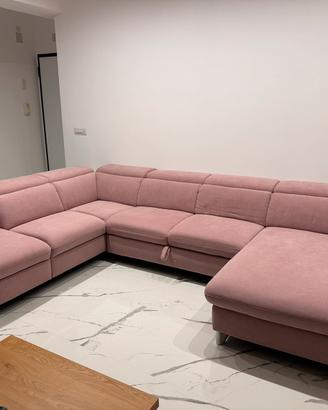 Divanoletto rosa con doppia penisola