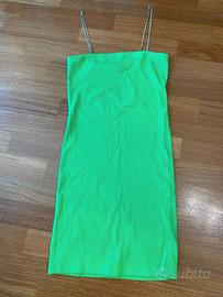 Vestito corto Bershka verde neon a costine