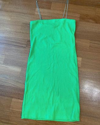 Vestito corto Bershka verde neon a costine
