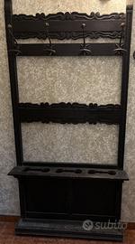 Appendiabiti antico da parete in legno scuro