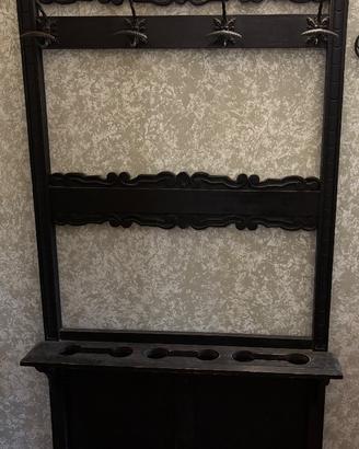 Appendiabiti antico da parete in legno scuro