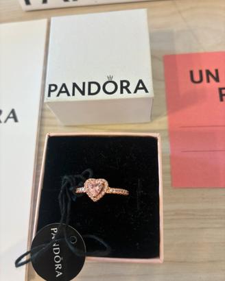 Anello Pandora cuore rosa nuovo originale tg 52