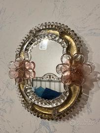 Specchio vintage da parete in vetro di Murano