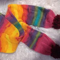 Sciarpa multicolore con pompon, handmade