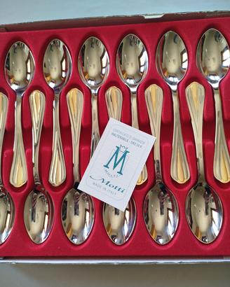 12 cucchiaini con decoro in oro