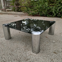 Tavolino da salotto vintage anni 70 acciaio vetro