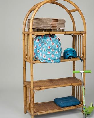 Libreria / Étagère Vintage in Bambù e Midollino