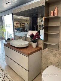 MOBILE BAGNO A TERRA 120 CM CON TOP IN LEGNO